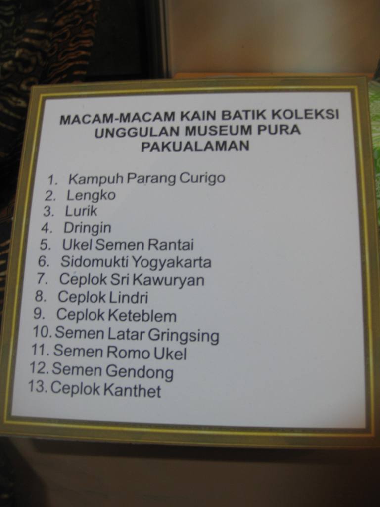 Daftar Nama-Nama Batik